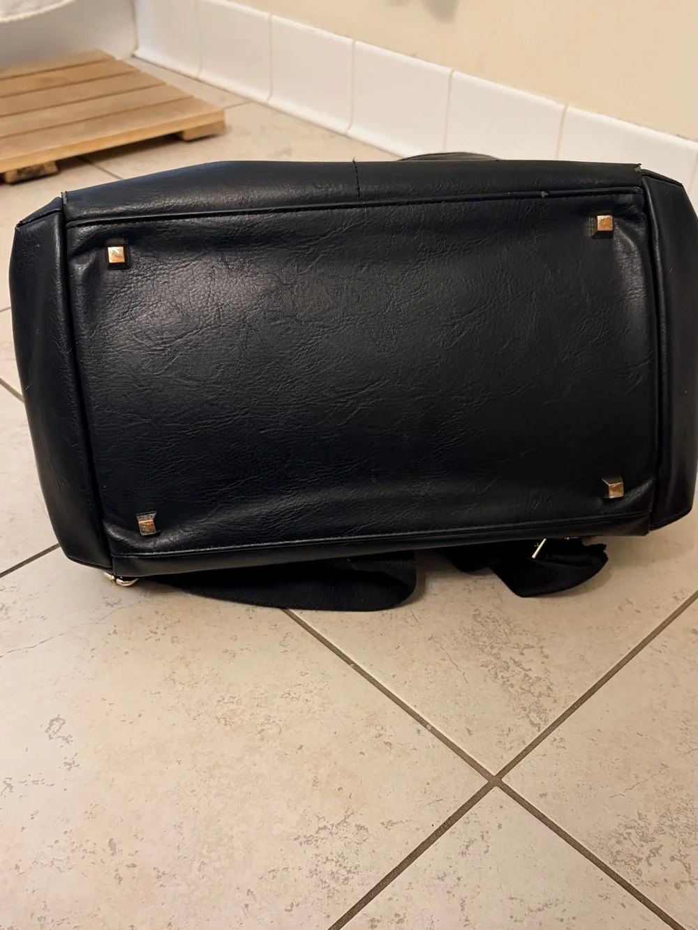 BEIS diaper bag backpack, black leather